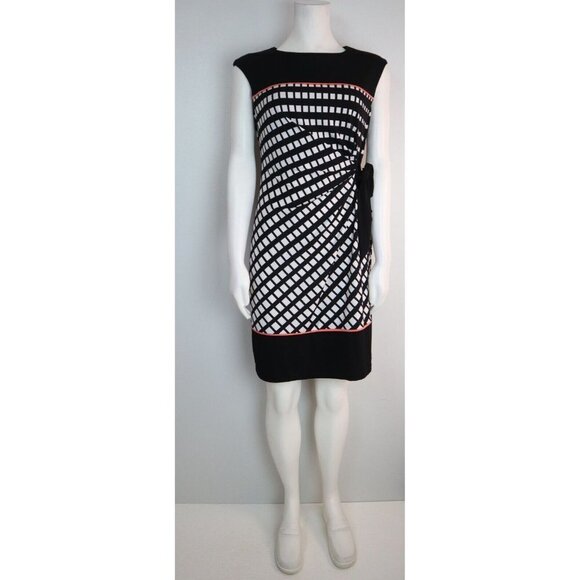 WOMEN'S BLACK & WHITE PRINT STRETCH KNIT DRESS - R&K ORIGINALS - SIZE S - Picture 3 of 7